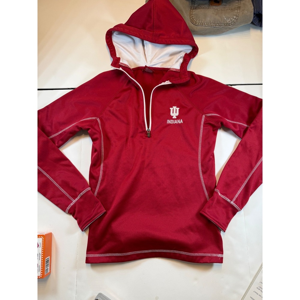 Colosseum Indiana Hoosiers Womens Quarter Zip Hoodie Red IU NCAA Medium